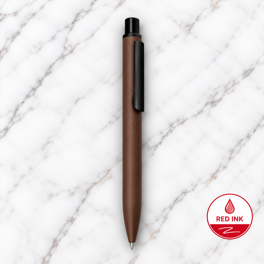 Ballpen Bazaar Matt Burgundy Ball Pen with Black Clip | Click Mechanism | Red Ink | 1 Extra Refill