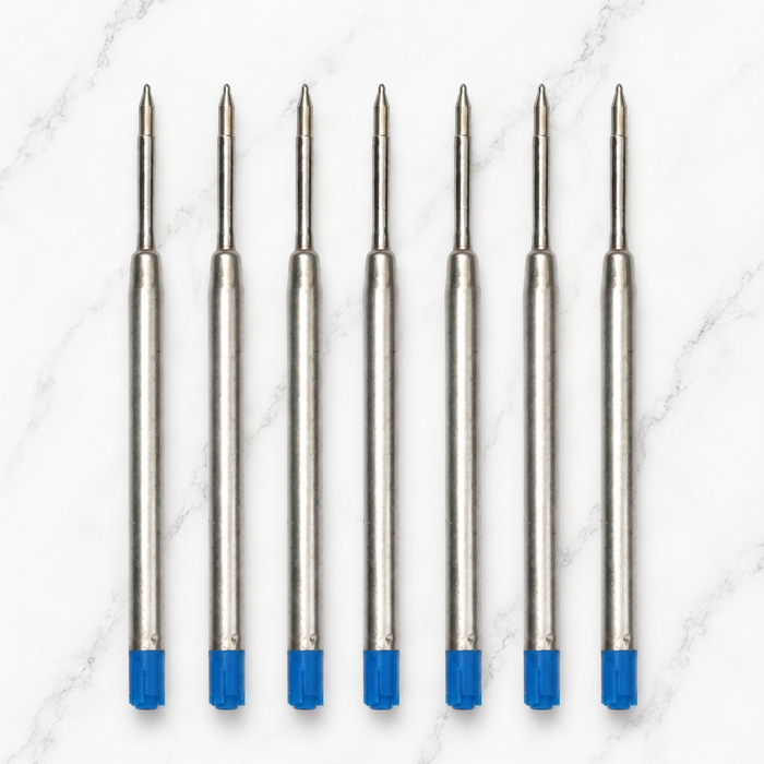 Blue ink metal jotter refill for compatible ball pens
