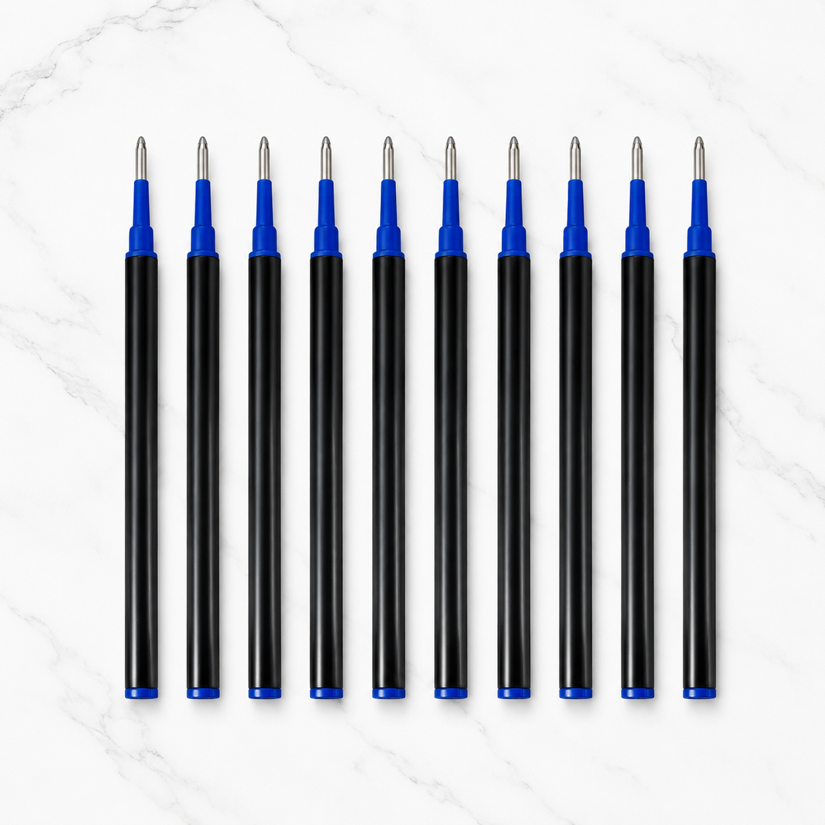 Ballpen Bazaar Ballpen Bazaar 0.8 MM Plastic Roller Refill Blue Ink Smooth Writing Replacement Refills for Roller Pens – Blue Ink, Pack of 10 with Name Engraving