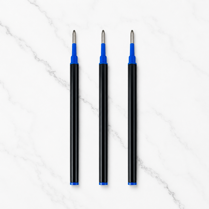 Ballpen Bazaar Ballpen Bazaar 0.8 MM Plastic Roller Refill Blue Ink | Smooth Writing Roller Pen Refills | Blue Ink Replacement Refills | 3 Pcs Pack with Name Engraving