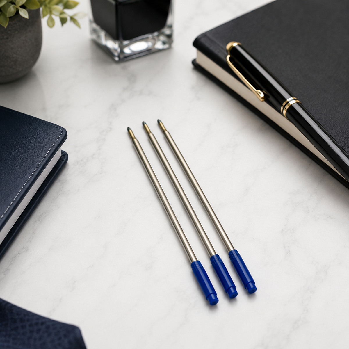 Ballpen Bazaar Ballpen Bazaar Cross Compatible 1mm Blue Ink Refills Pack of 3 | Smooth Writing Metal Pen Refill Replacement with Name Engraving
