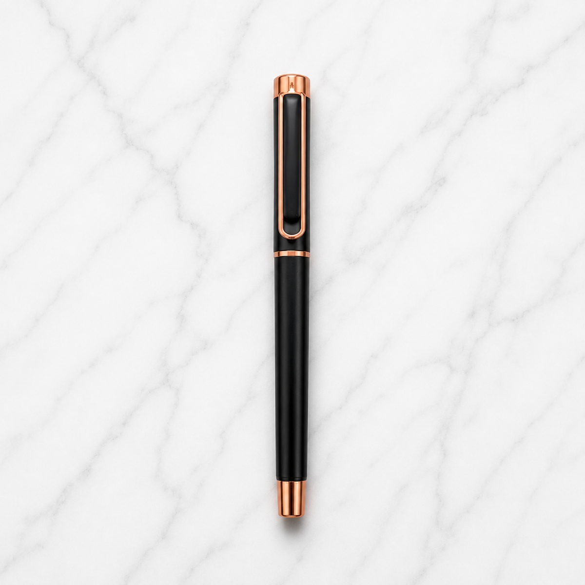Ballpen Bazaar Ballpen Bazaar Matt Black Ball Pen with Black Cap & Copper Clip | Openable Metal Ball Pen | Blue Ink | 1 Pen with 1 Extra Blue Refill | Premium Executive Writing Pen with Name Engraving