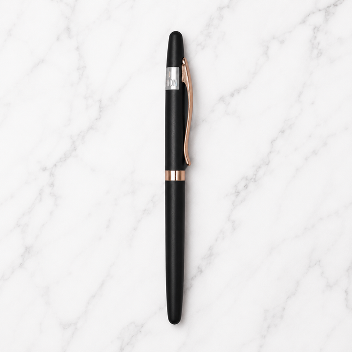 Ballpen Bazaar Ballpen Bazaar Matt Black Ball Pen with Black Cap & Copper Clip | Openable Metal Ball Pen | Blue Ink | 1 Pen with 1 Extra Blue Refill | Premium Writing Pen with Name Engraving