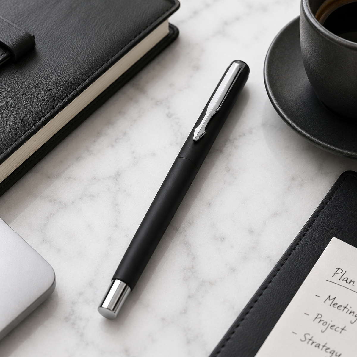 Ballpen Bazaar Ballpen Bazaar Matt Black Ball Pen with Black Cap and Silver Clip | Openable Metal Pen | Blue Ink | 1 Pen with 1 Extra Blue Refill | Premium Writing Pen with Name Engraving