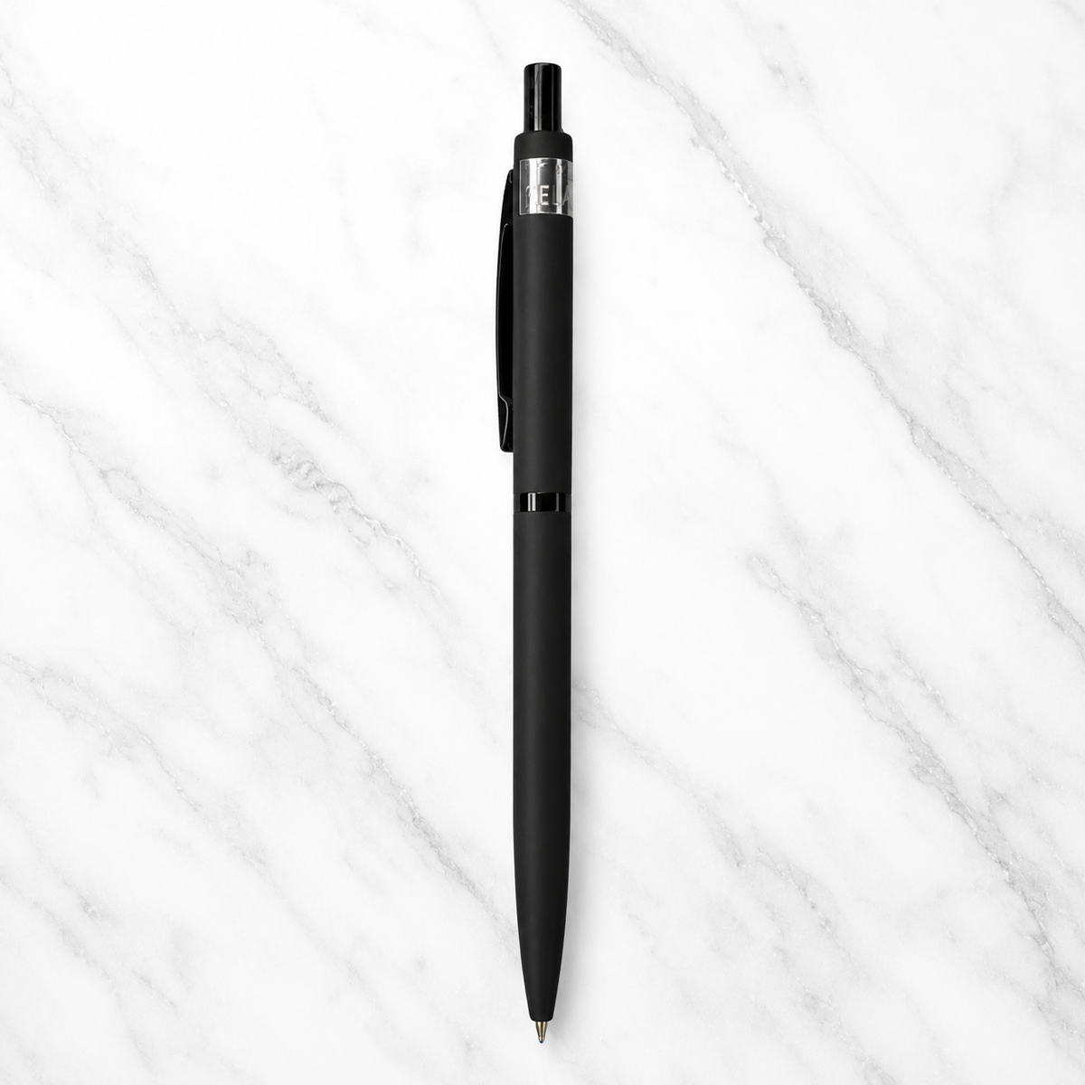 Ballpen Bazaar Ballpen Bazaar Matt Black Ball Pen with Glossy Black Clip | Click Mechanism | Blue Ink | Premium Metal Pen | 1 Pen with 1 Extra Blue Refill | Pack of 1 with Name Engraving