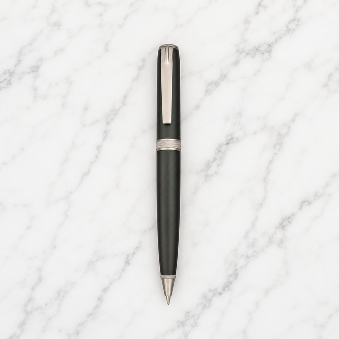 Ballpen Bazaar Ballpen Bazaar Matt Black Ball Pen with Gunmetal Clip | Twist Mechanism | Blue Ink | Premium Metal Executive Pen | 1 Pen with 1 Extra Blue Refill | Pack of 1 with Name Engraving