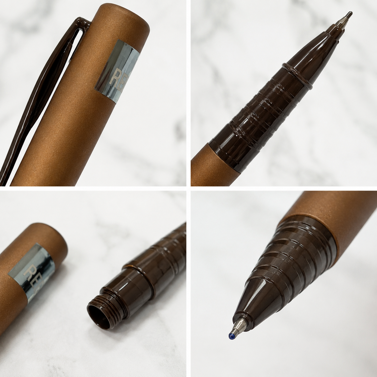 Ballpen Bazaar Ballpen Bazaar Matt Brown Ball Pen with Brown Cap & Glossy Brown Clip | Openable Metal Pen | Blue Ink | 1 Pen + 1 Extra Refill with Name Engraving