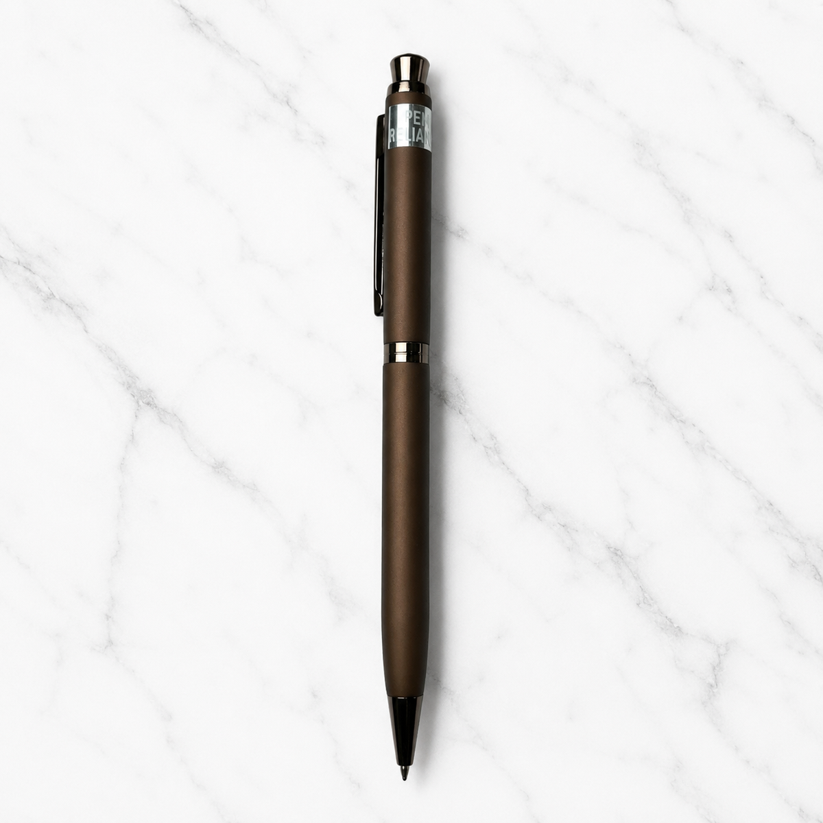 Ballpen Bazaar Matt Brown Ball Pen with Brown Clip & White Diamond Top | Twist Mechanism | Blue Ink | Premium Metal Executive Pen | 1 Pen with 1 Extra Blue Refill | Gift Pen with Name Engraving