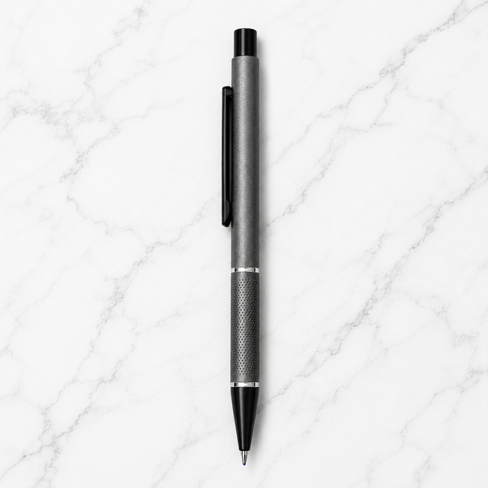 Ballpen Bazaar Ballpen Bazaar Matt Gunmetal Body Ball Pen with Glossy Black Clip | Click Mechanism | Blue Ink | 1 Free Refill | 1 Pc with Name Engraving