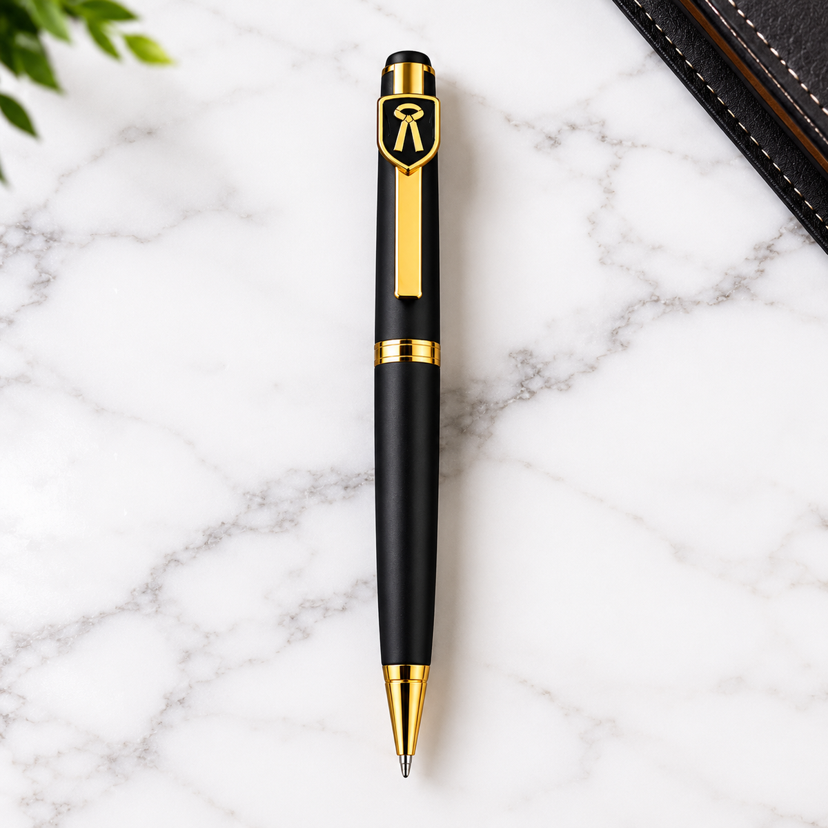 Ballpen Bazaar Ballpen Bazaar Matte Black Ball Pen with Gold Advocate Logo Clip | Twist Mechanism | Blue Ink | Premium Metal Pen | 1 Pen with 1 Extra Blue Refill with Name Engraving