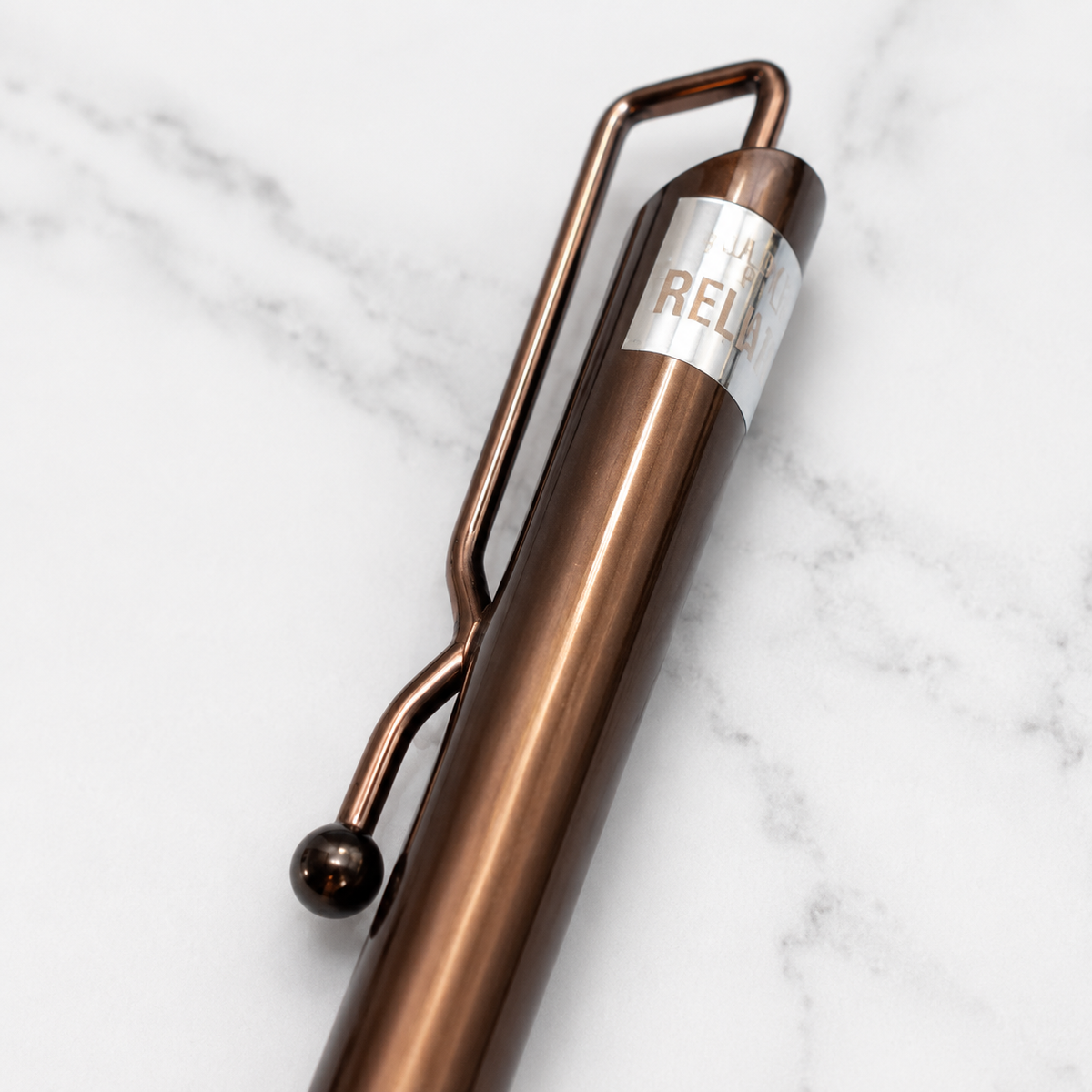 Ballpen Bazaar Glossy Brown Ball Pen with Designer Brown Clip | Click | Blue Ink with Name Engraving