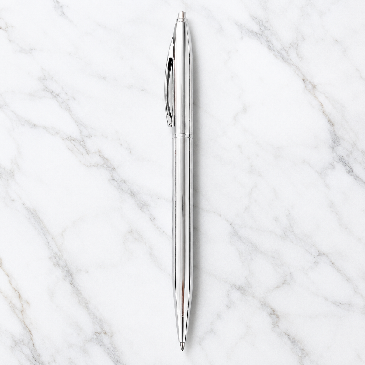 Ballpen Bazaar Ballpen Bazaar Metallic Glossy Full Silver Colour Body Ball Pen with Silver Clip | Twist Mechanism | Blue Ink | Premium Metal Pen | 1 Pen with 1 Refill and 1 Free Cross Type Blue Ink Refill with Name Engraving