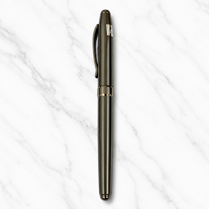 Ballpen Bazaar Ballpen Bazaar Metallic Glossy Gunmetal Ball Pen with Gunmetal Magnetic Cap | Openable Executive Metal Pen | Blue Ink | 1 Free Refill | 1 Pc with Name Engraving