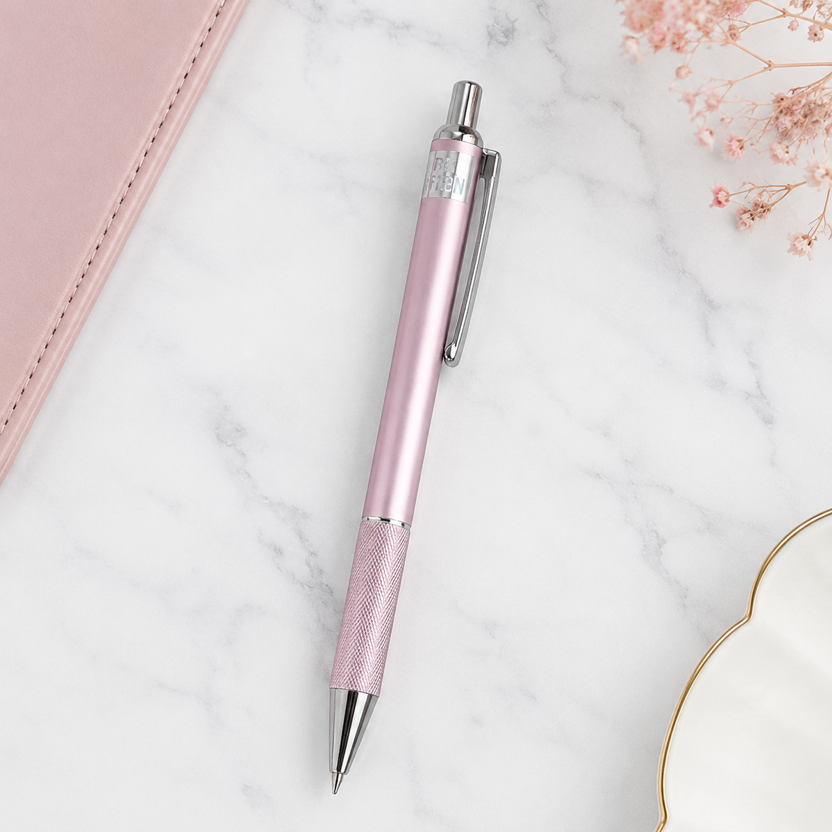 Ballpen Bazaar Ballpen Bazaar Metallic Glossy Purple Ball Pen with Silver Clip Click Mechanism Blue Ink 1 Pen + 1 Extra Refill with Name Engraving