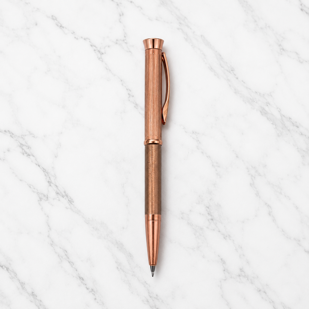 Ballpen Bazaar Ballpen Bazaar Metallic Glossy Rose Gold Mini Ball Pen with Copper Clip | Twist Mechanism | Blue Ink | 1 Pen with 1 Extra Refill with Name Engraving