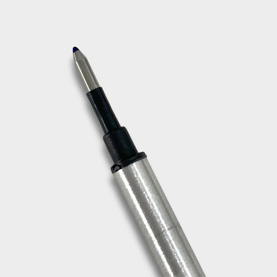 Set of 6 Roller Pen Refills 0.8mm Blue & Black Ink, 3 Blue + 3 Black, Silver Body — Ballpen Bazaar