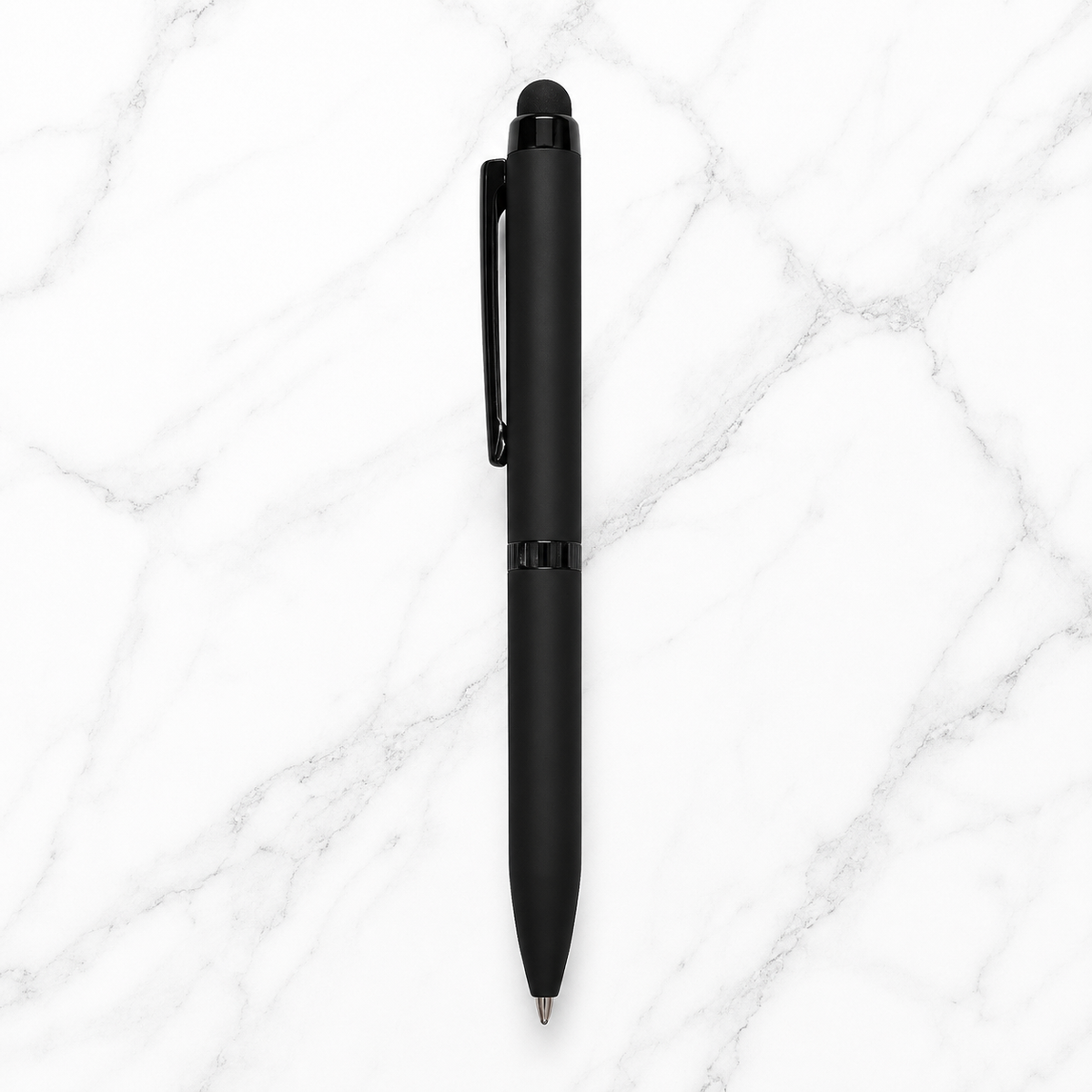 Ballpen Bazaar Ballpen Bazaar Stylus Matt Black Ball Pen with Black Clip | Twist Mechanism Mini Pen | Blue Ink | 1 Pen with 1 Extra Refill with Name Engraving