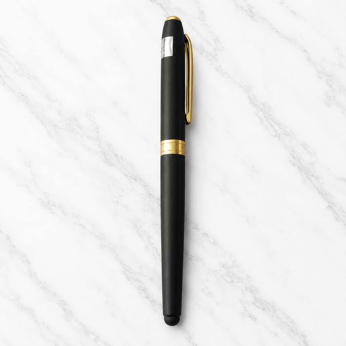 Ballpen Bazaar Ballpen Bazaar Stylus Matt Black Ball Pen with Magnetic Cap & Gold Clip | Openable Cap Mechanism | Smooth Blue Ink Writing Pen | Premium Metal Touchscreen Stylus Pen | 1 Pc with Name Engraving
