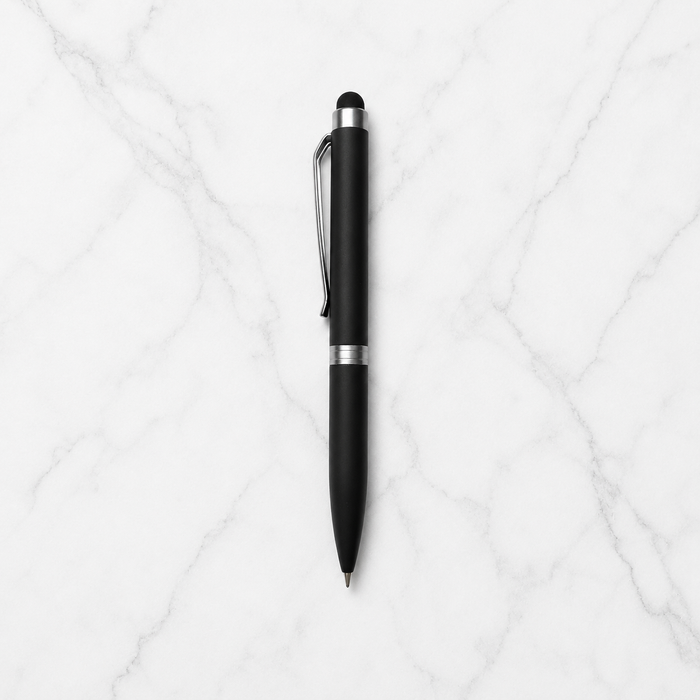 Ballpen Bazaar Ballpen Bazaar Stylus Matt Black Mini Ball Pen with Silver Clip | Twist Mechanism | Blue Ink | 1 Pen with 1 Extra Refill with Name Engraving