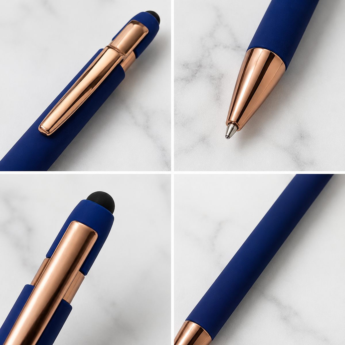 Ballpen Bazaar Ballpen Bazaar Stylus Matt Blue Ball Pen with Copper Clip Click Mechanism | Blue Ink | 1 Pen with 1 Extra Refill with Name Engraving