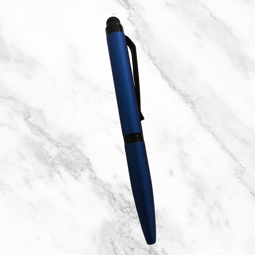 Ballpen Bazaar Ballpen Bazaar Stylus Matt Blue Mini Ball Pen with Glossy Black Clip Twist Mechanism Blue Ink 1 Pen with Extra Refill with Name Engraving