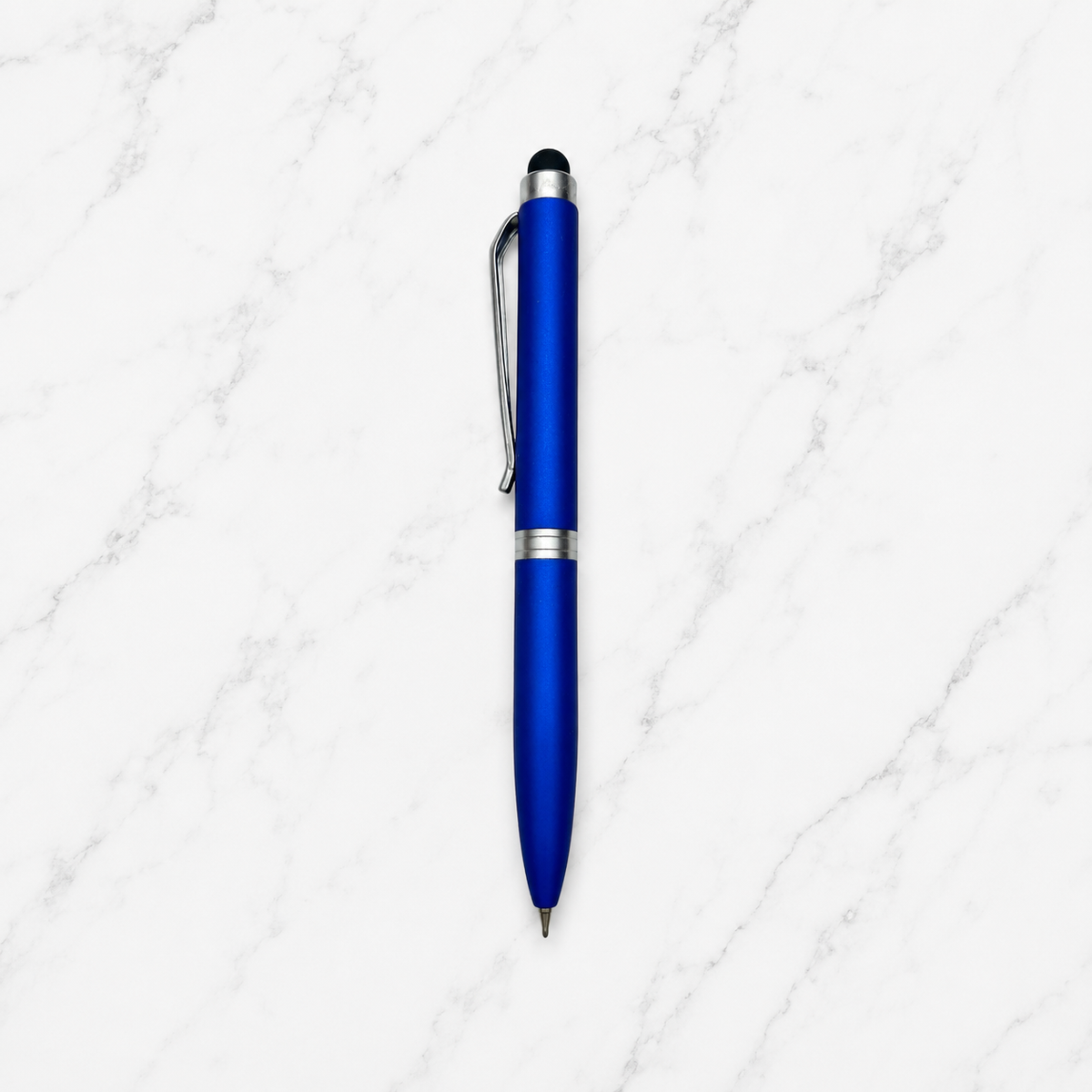 Matt Blue Mini Stylus Twist Ball Pen with Silver Clip – Blue Ink product view 1