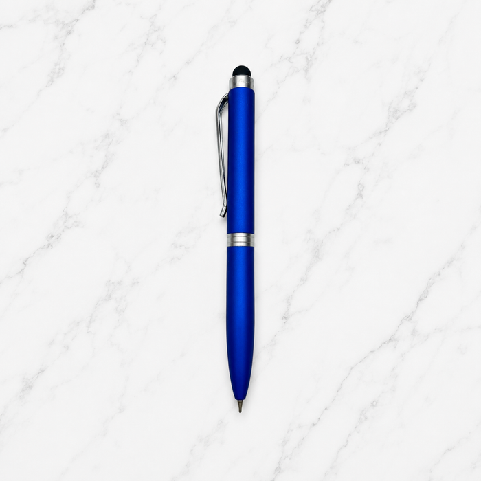 Matt Blue Mini Stylus Twist Ball Pen with Silver Clip – Blue Ink product view 1