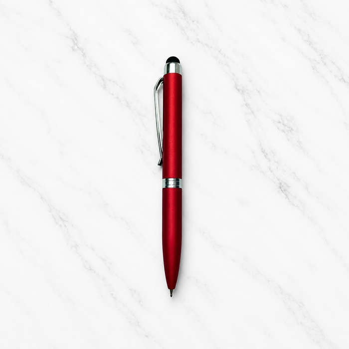 Ballpen Bazaar Ballpen Bazaar Stylus Matt Red Mini Ball Pen with Glossy Silver Clip Twist Mechanism Blue Ink 1 Pen with Extra Refill with Name Engraving