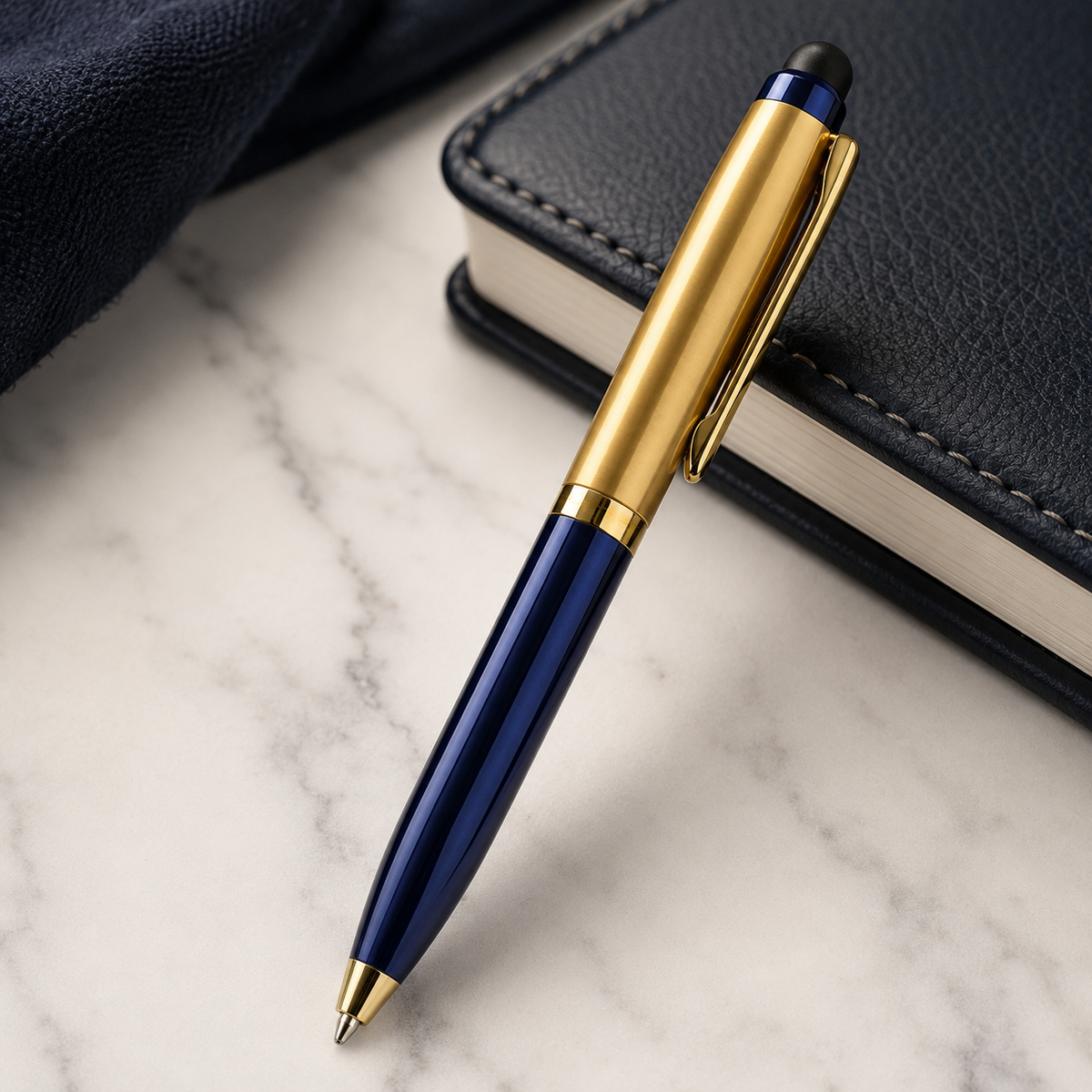 Ballpen Bazaar Ballpen Bazaar Stylus Set of 2 Mini Metal Ball Pens – Metallic Glossy Gold & Red and Gold & Blue Dual Colour Body with Gold Clip, Twist Mechanism, Blue Ink, 2 Free Mini VT Refills with Name Engraving