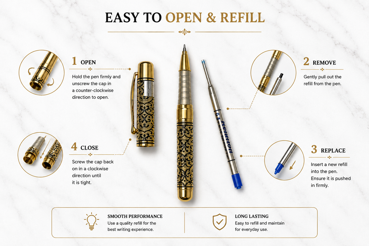 Ballpen Bazaar Designer Golden Ball Pen – Openable Mechanism with Name Engraving