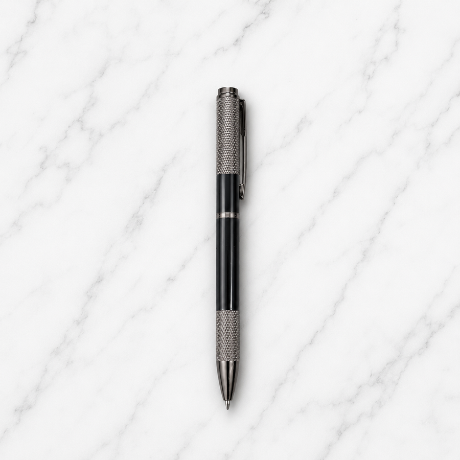 Set of 3 Metal Twist Ball Pens – Matt Black Gold Clip, Glossy Black Gold Design & Gunmetal Design, Blue Ink — Ballpen Bazaar