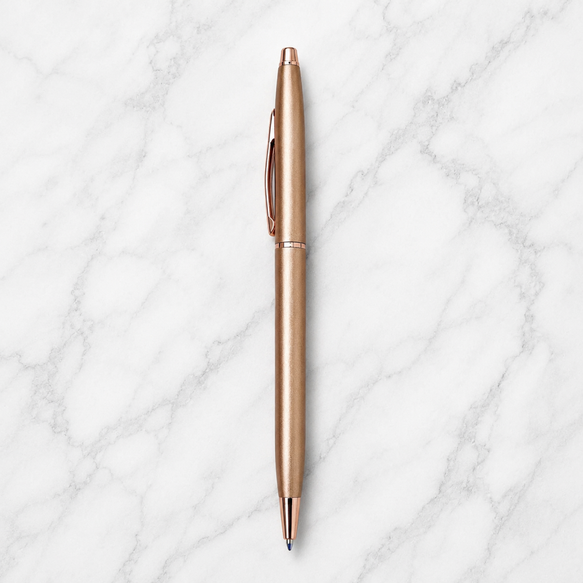 Ballpen Bazaar Ballpen Bazaar Set of 02 Metallic Glossy Rose Gold Ball Pen with Rose Gold Clip | Twist Mechanism | Blue Ink | Includes 2 Free Cross Type Blue Ink Refills | Premium Metal Pens for Office, Business, Executive, Gifting with Name Engraving