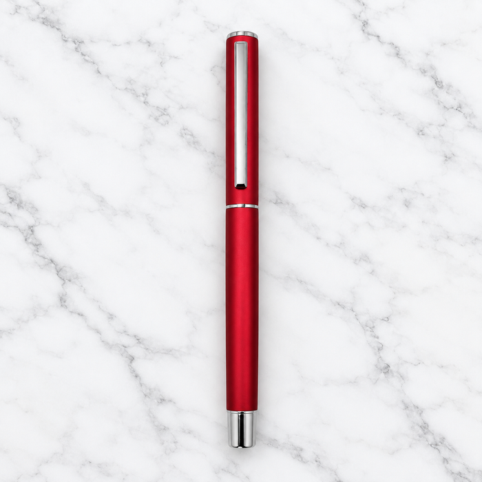 Ballpen Bazaar Matt Red Metal Ball Pen with Red Cap & Silver Clip | Openable | Blue Ink | 1 Free Refill