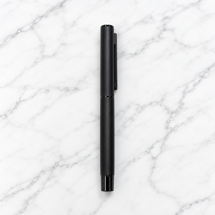 Ballpen Bazaar Matt Black Metal Openable Ball Pen with Blue Ink | Black Cap & Black Clip | 1 Free Refill