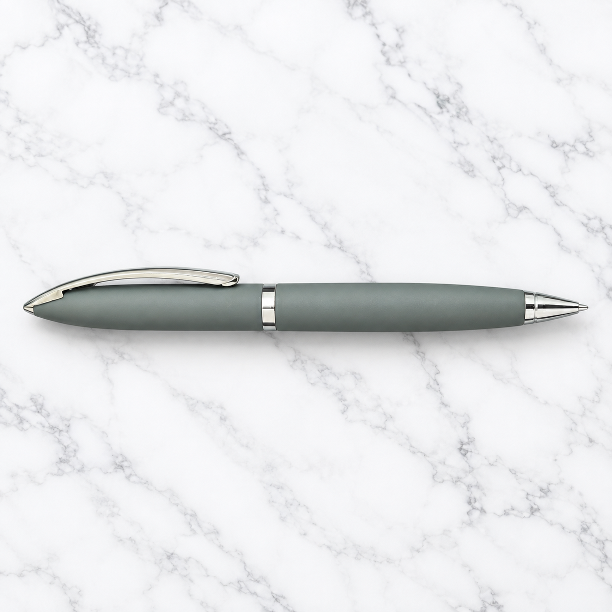 Matt Gray Twist Metal Ball Pen with Silver Clip product view 4