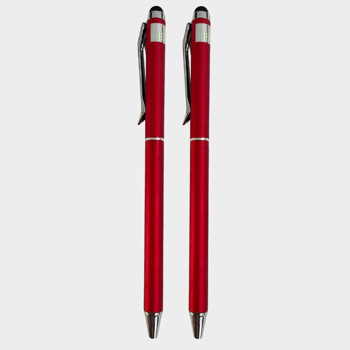 Combo of 2 Red Stylus Twist Ball Pens – Glossy Finish | Twist Mechanism