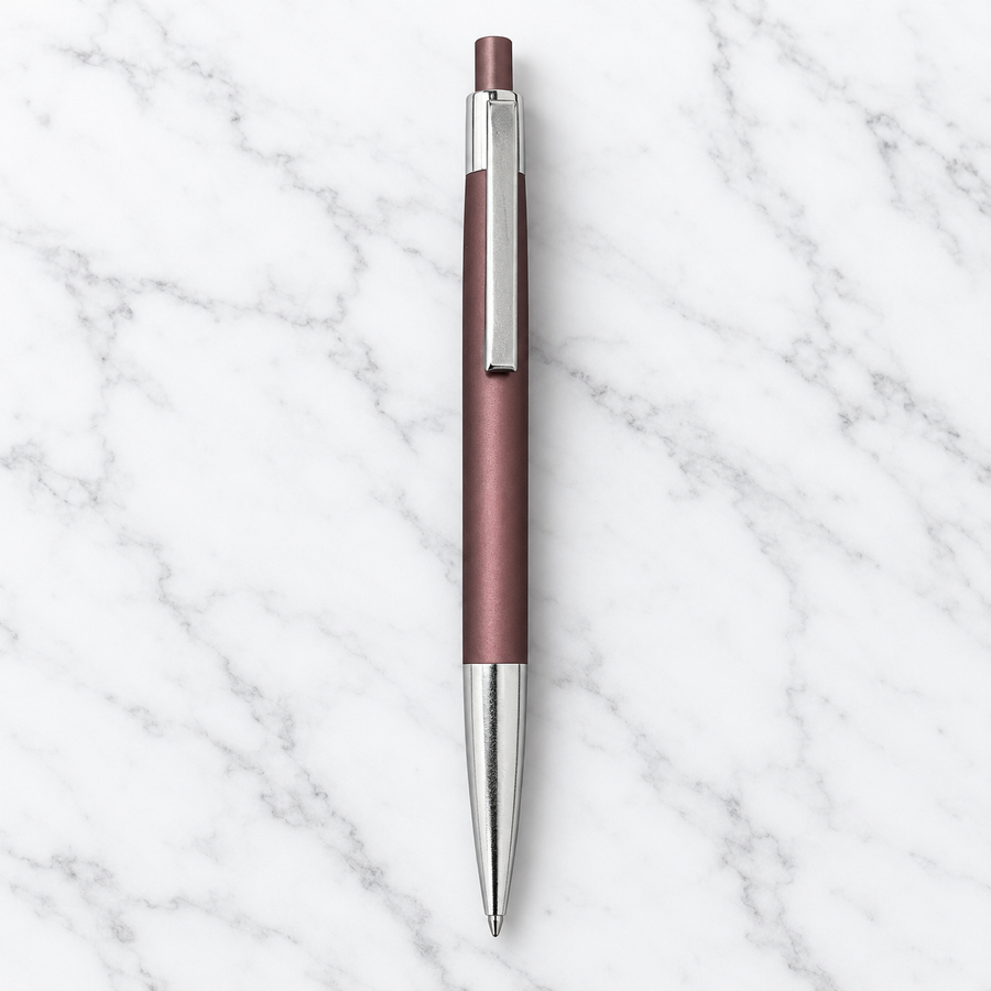 Ball Pen Bazaar Matt Burgundy Ball Pen with Silver Design & Clip | Click Mechanism | Blue Ink | 1 Extra Refill Free
