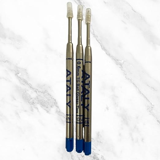 0.6mm Metal Jotter Pen Refill Set of 3 – Smooth Blue Ink | Long-Lasting Performance | Premium Stainless Steel Body