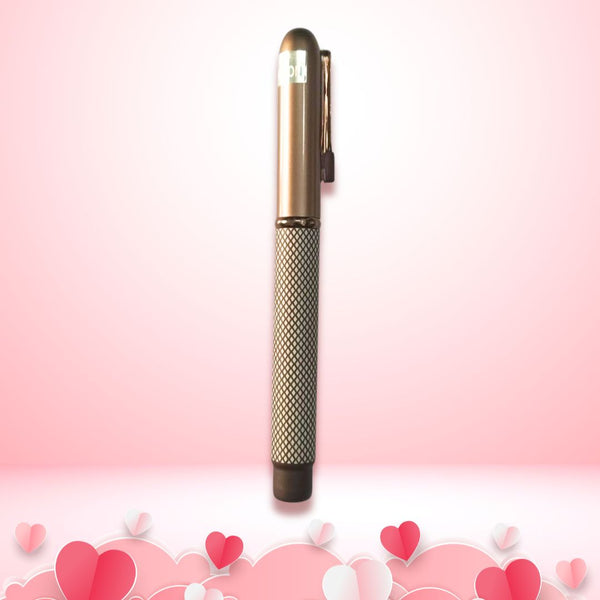 Matt Coffee Designer Ball Pen – White Design | Magnetic Cap | Premium Valentine Gift
