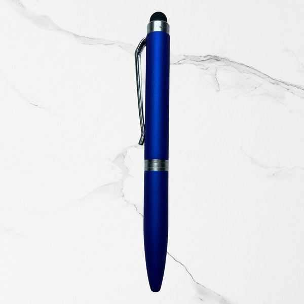 Stylus Matt Blue Mini Ball Pen with Silver Clip | Twist Mechanism | Smooth Blue Ink | Compact Writing Pen for Mobile Devices & Everyday Use