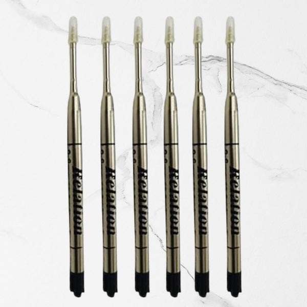 Set of 6 Metal Jotter Refills – 0.6mm Fine Tip | Smooth Black Ink | Long-Lasting, Compatible Ball Pen Refills for Daily Writing