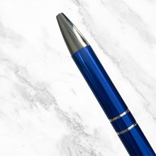 Set of 3 Glossy Metallic Blue Ball Pens – Silver Clip | Click Mechanism | Smooth Blue Ink