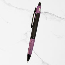 Metallic Glossy Black Ball Pen with Purple Design | Click Mechanism | Smooth Blue Ink | Premium Executive & Gift Pen