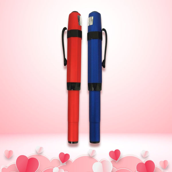 Set of 2 Valentine Special Magnetic Cap Ball Pens – Matte Red & Matte Blue | Hexagon Clip | Openable Mechanism | Blue Ink | Premium Gift Pens