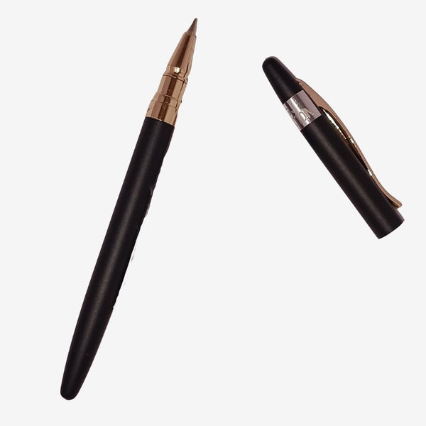 Matt Black Colour Body with Rose Gold Clip Openable Mechanism Ball Pen – Smooth Blue Ink