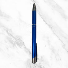 Set of 3 Glossy Metallic Blue Ball Pens – Silver Clip | Click Mechanism | Smooth Blue Ink