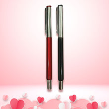 Set of 2 Premium Metallic Glossy Ball Pens – Red & Black Body with Silver Cap | Openable Mechanism | Blue Ink | Valentine Gift Set