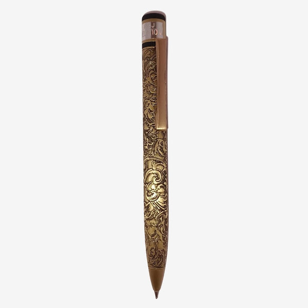 Metallic Glossy Gold Engraved Ball Pen – Premium Twist Pen for Men & Women | Smooth Blue Ink | Screw-Type Refill