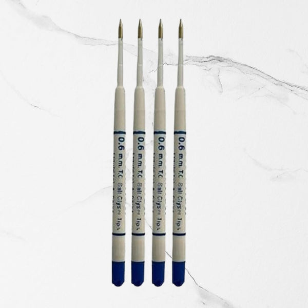 Set of 4 Plastic Jotter Refills Blue Ink | 0.6mm Fine Point | Smooth Writing | Compatible Ball Pen Refills