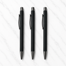 Ballpen Bazaar Set of 03 Matt Black Colour Body with Gunmetal Colour Clip Click Mechanism Ball Pen | Blue Ink | Premium Metal Writing Pens | 3 Pcs